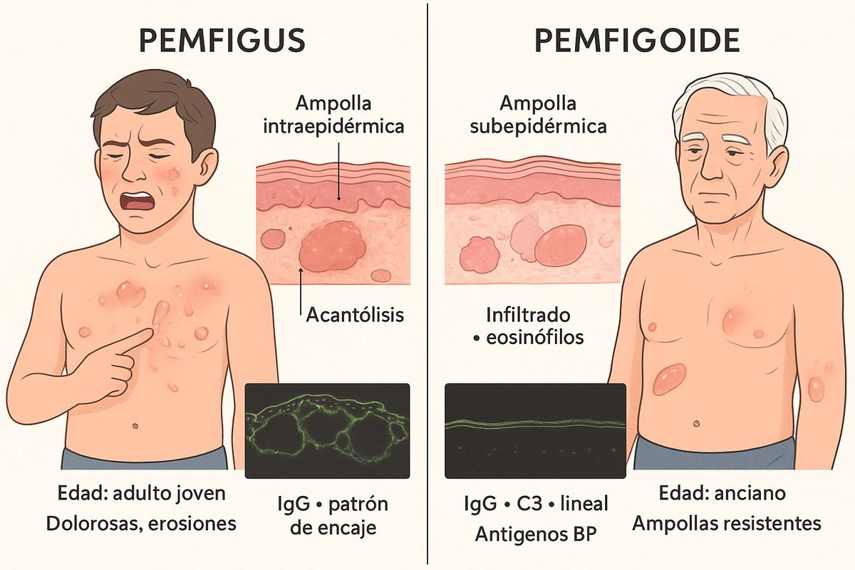 Pénfigo vulgar vs penfigoide ampolloso